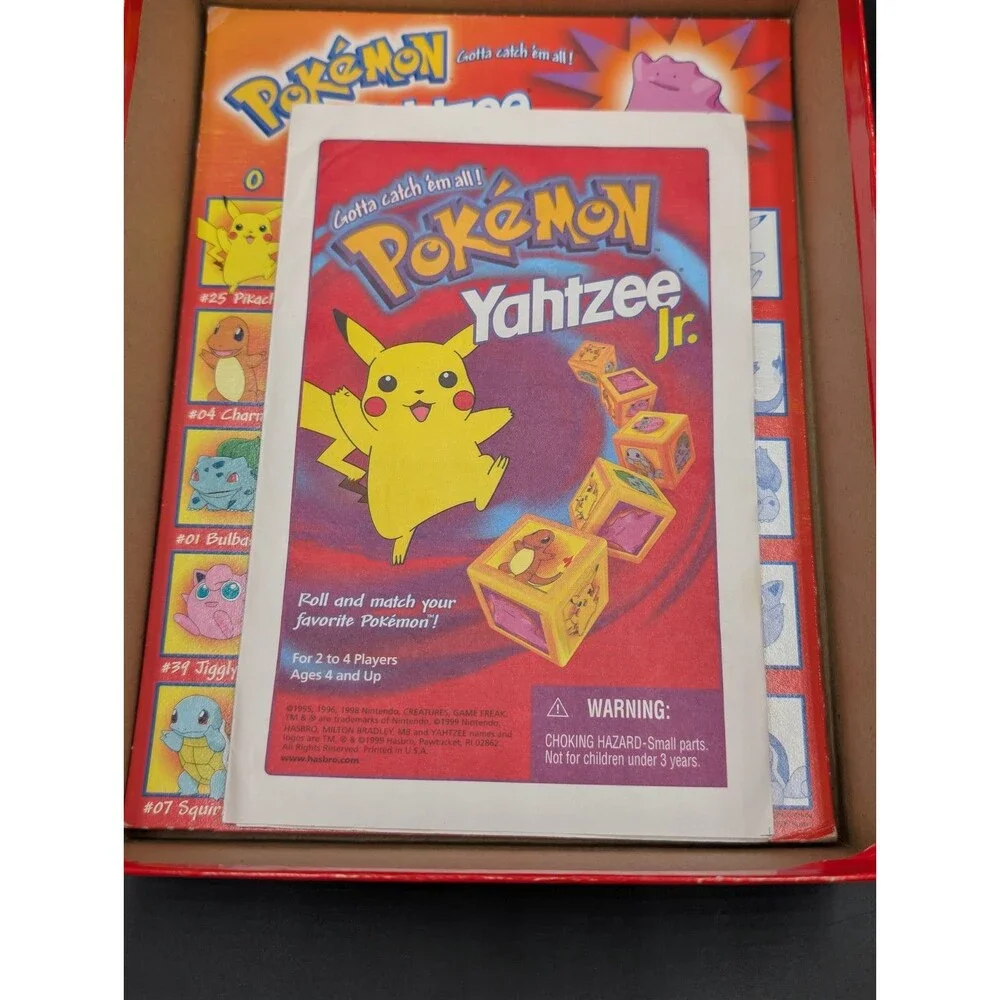Pokemon Yahtzee Jr 1999 Milton Bradley Vintage Board Game Missing 1 Die